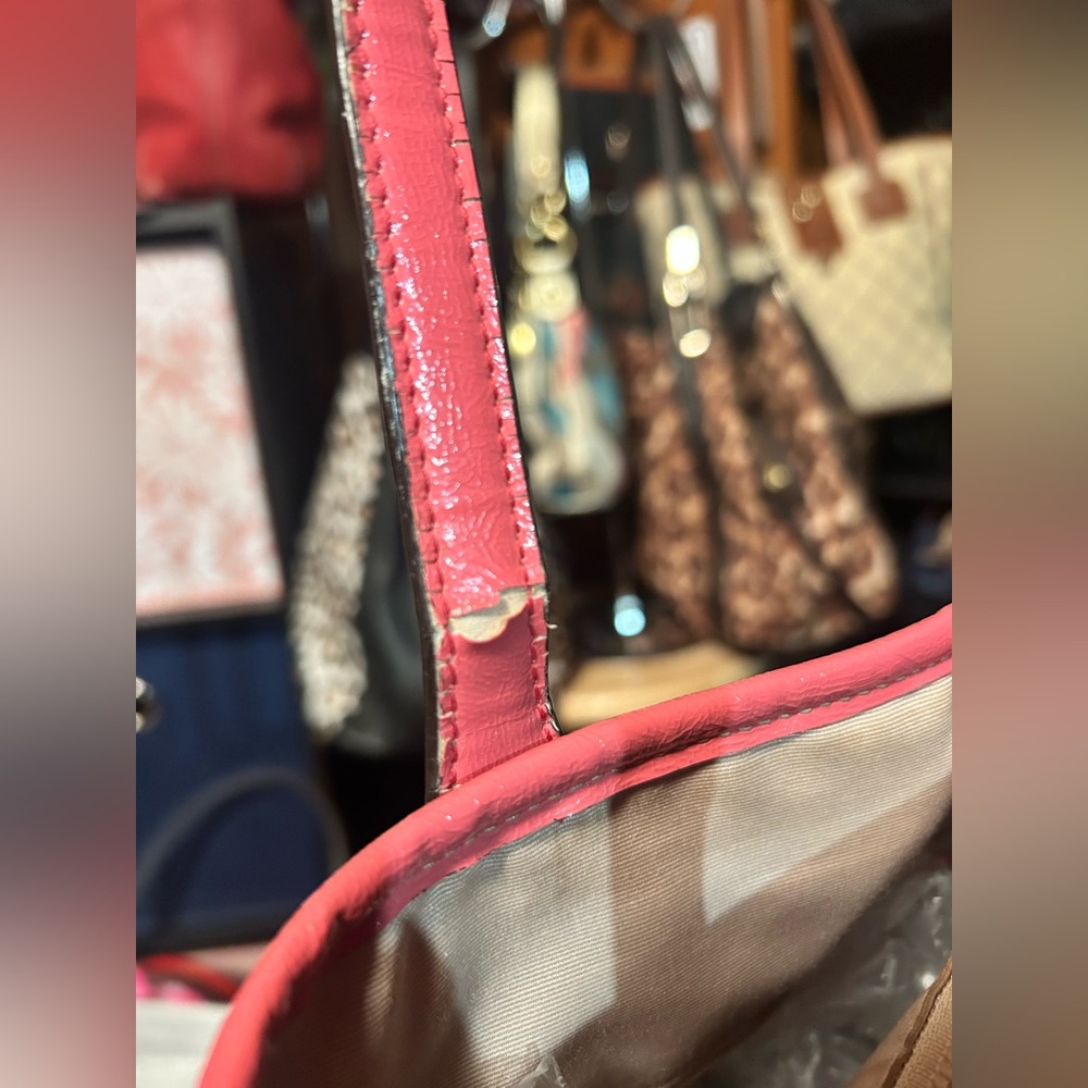 2013 Coach Pink Signature Stripe Carryall Tote Satchel Bag w/ Duel Hangtags - Picture 9 of 15